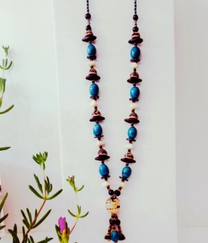 Collier long bleu